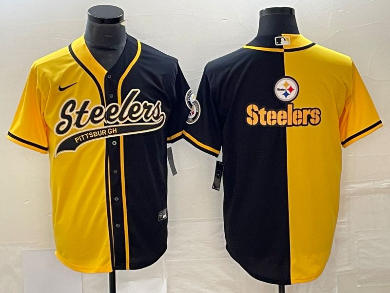 Men Pittsburgh Steelers Blank Yellow black Co Branding Nike Game NFL Jersey style 2->detroit tigers->MLB Jersey